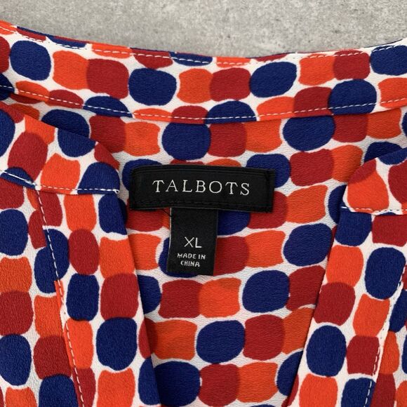 Talbots Blouse Front Blouse, Tunic White Blue Red Orange XL - Picture 2 of 4